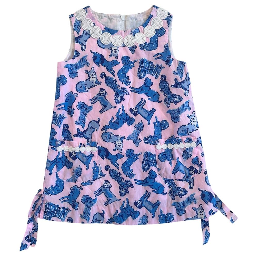 Lilly Pulitzer Puppy Dress sz 2 Zanzibar Blue Ruff Night